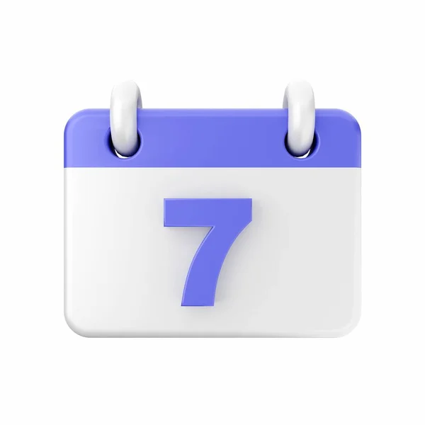 Numer Siedem Kalendarz Renderowanie — Zdjęcie stockowe