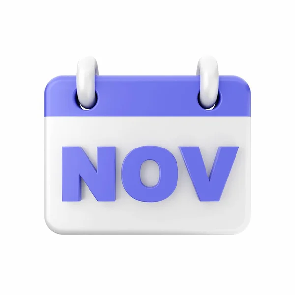 Listopadový Kalendář Bílém Pozadí Vykreslování — Stock fotografie
