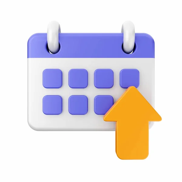 Renderowanie Niebiesko Żółtego Kalendarza Numerem Kalkulatora — Zdjęcie stockowe