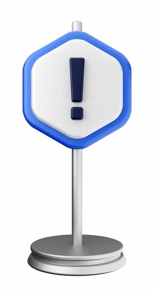 Rendering White Sign Blue Button White Background — Stock Photo, Image