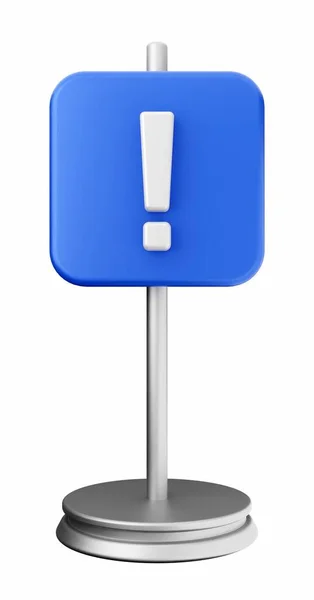 Blue Push Pin Exclamation Mark White Background — Stock Photo, Image
