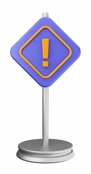 Attention Sign Warning Symbol White Background Rendering — Stock Photo, Image