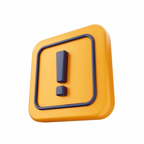 Yellow Exclamation Mark Isolated White Background Rendering — Stock Photo, Image