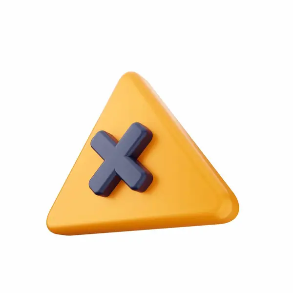 Rendering Yellow Triangle Icon Isolated White — Stock Photo, Image