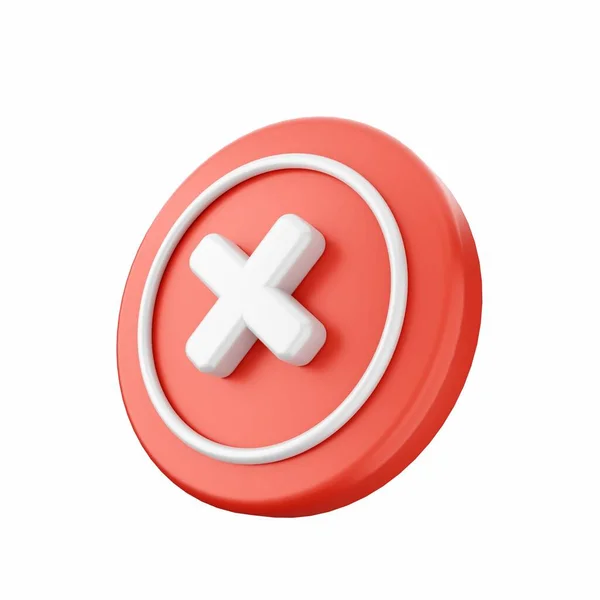 Rendering Red Cross Button Isolated White — Stock Photo, Image