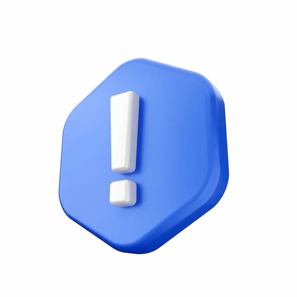Icon Blue Button Exclamation Mark Isolated White Background — Stock Photo, Image