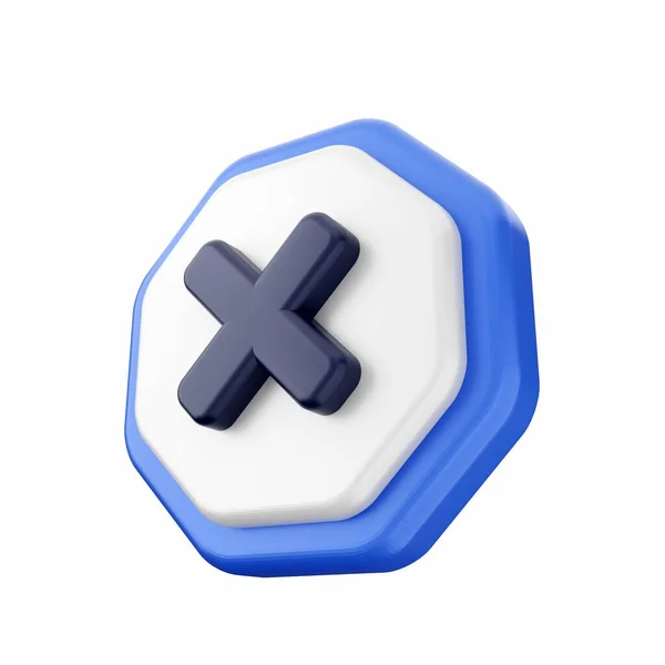 蓝色六边形字母X 在白色背景上孤立 3D渲染 — 图库照片