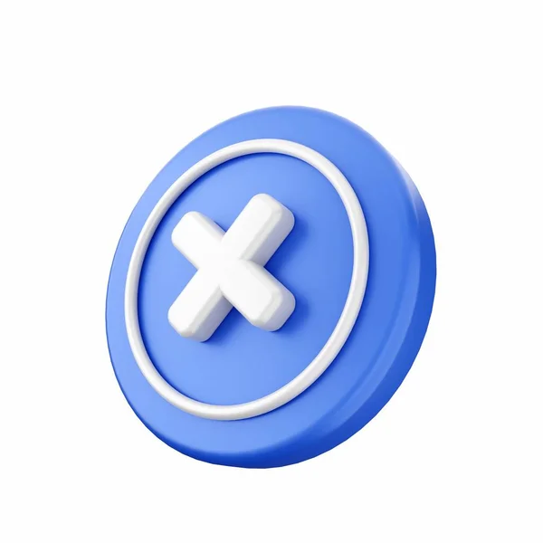 stock image 3 d blue button icon with no plus mark isolated on white background. 3 d illustration. 