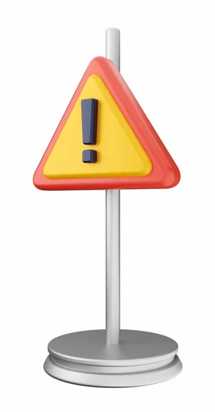 白い背景に警報標識が隔離された交通標識3 Dイラスト — ストック写真