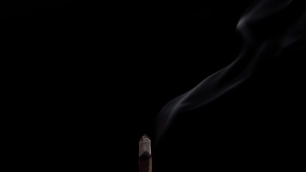 黒を背景にしたリラクゼーションのための香のスティックからの香りの煙の雲 — ストック動画
