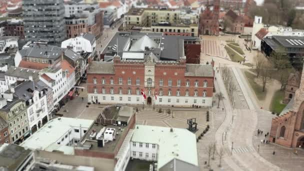 Фасад Ратуши Оденсе Ратушной Площади Флакхейвена Дании — стоковое видео