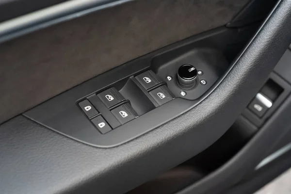 Power Window Mirror Control Buttons Driver Door Interior Modern Car — Stock Photo, Image