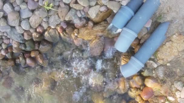 Fresh Drinking Water Artesian Well Comes Water Pipe Stream Sewage — Stock Video