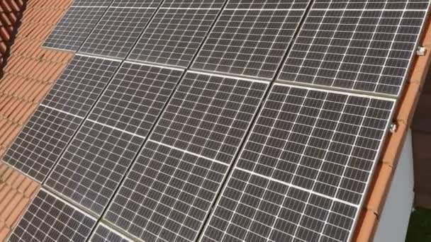 Modernos Módulos Solares Fotovoltaicos Solo Cristal Hechos Cristal Silicio Sólido — Vídeos de Stock