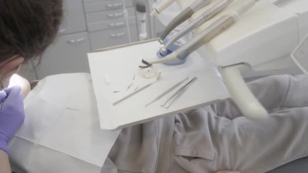 Modern Medical Equipment Tools Orthodontist Dentist Treatment Oral Diseases Dental — Stock video
