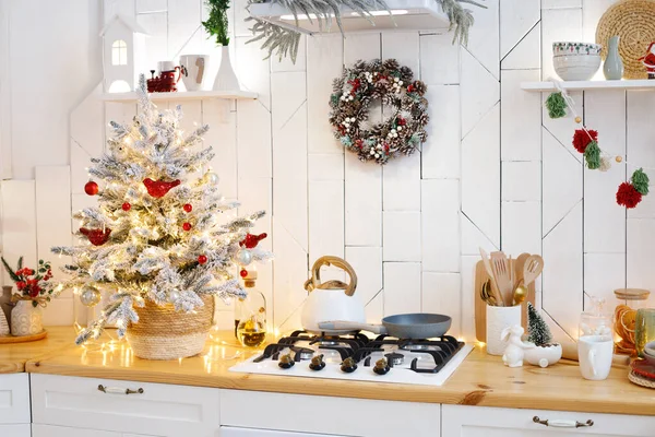 Innenraum Der Skandinavischen Küche Weihnachten — Stockfoto