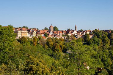 Panoramik Görünüm: Antik Rottenburg şehrinde gözlem güvertesi ob der Tauber