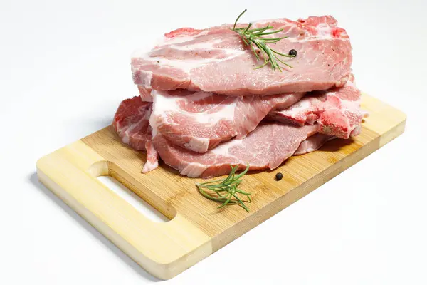 Frische Schweinesteaks Bereit Zum Kochen Stockbild