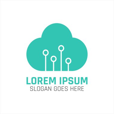 Bulut teknolojisi düz logo vektör tasarımı