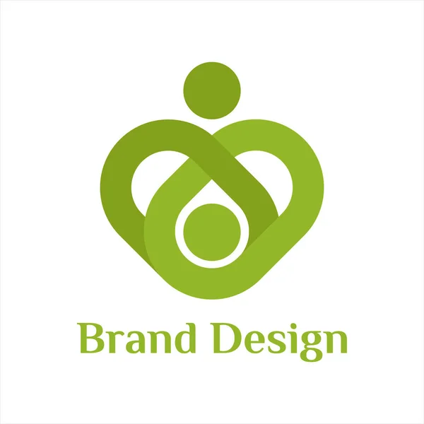 Liebe Logo Natur Kombiniert Kreis Flach Vektor Design — Stockvektor