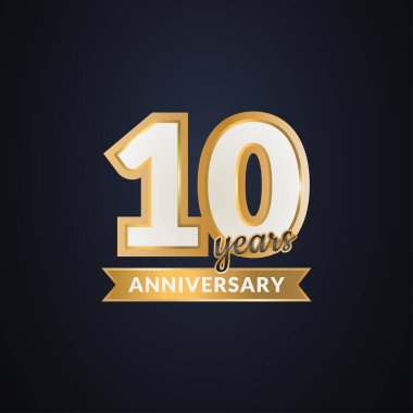 10. yıl dönümü altın renkli konsept arkaplan vektörü illüstrasyonu