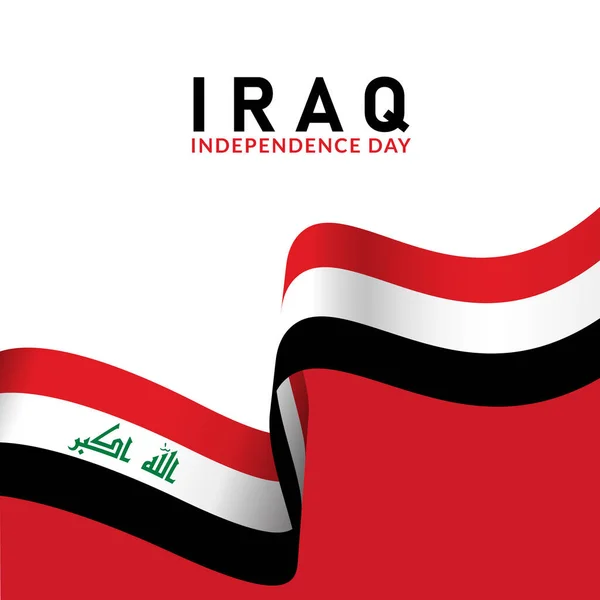 Día Independencia Irak Bandera Ondeante Diseño Plantilla — Archivo Imágenes Vectoriales