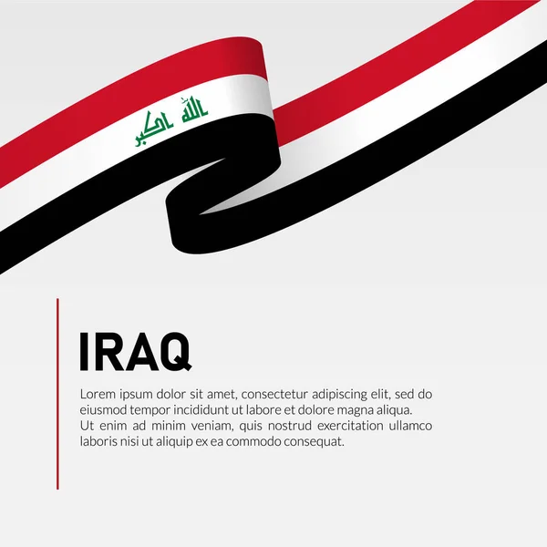 Iraq Ondeando Bandera Cinta Banner Plantilla Diseño Vector Ilustración — Archivo Imágenes Vectoriales