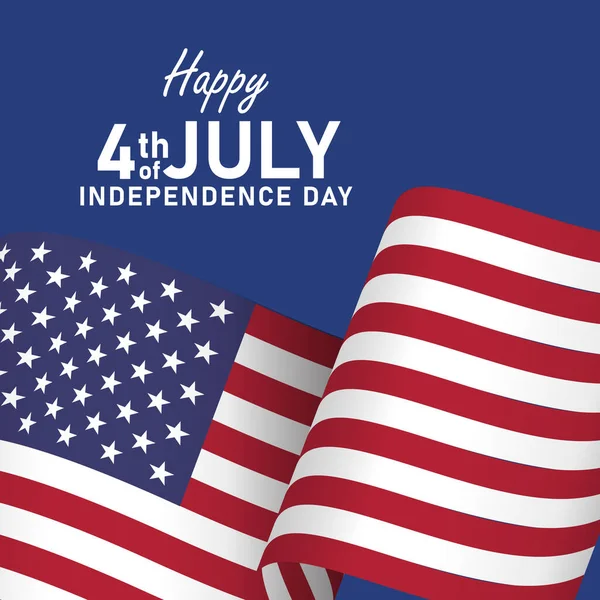 Happy Fourth July America Waving Flag Banner — Stockový vektor