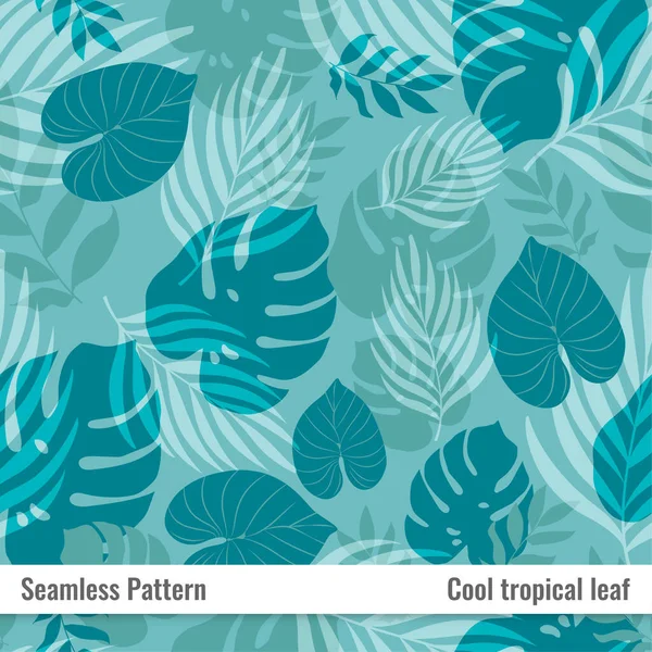 Kühle Tropische Blatt Nahtlose Muster Illustration Design — Stockvektor