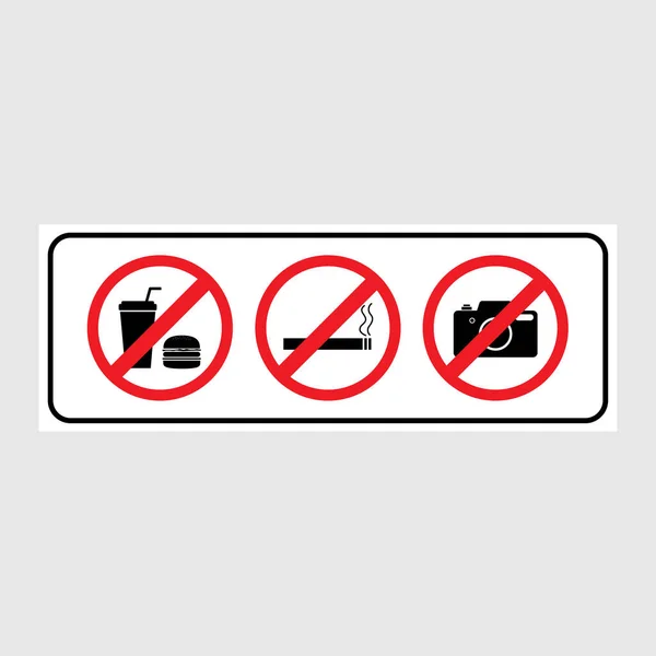 Знак Запрета Еду Курение Фотографирование Стиле Прямоугольника Запрет Поедание Символа — стоковый вектор