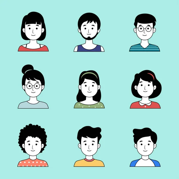 Set Icons People Avatars Profile Page Social Network Social Media — Stock Vector