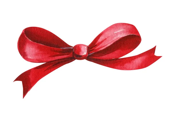 Red Bow Isolated White Background Watercolor Illustration High Quality Illustration — Stock Photo, Image
