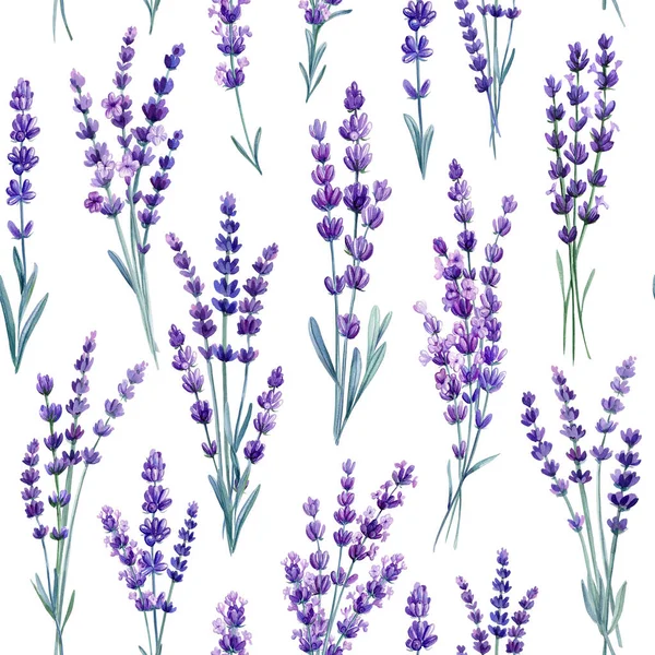 Wildflower Lavendel Handtekening Bloem Aquarel Stijl Wrapper Patroon Bloemen Naadloos — Stockfoto