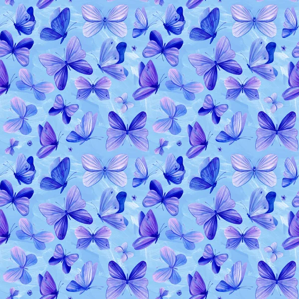 Colored Butterflies Seamless Pattern Butterflies Abstract Painting Hand Drawing Background — Stock Photo, Image