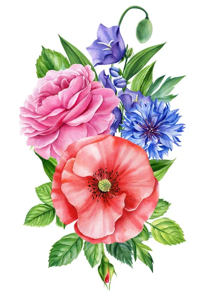 Συλλογή Από Ακουαρέλες Floral Εικονογραφήσεις Για Πρόσκληση Γάμου Γενέθλια Κάρτα — Φωτογραφία Αρχείου