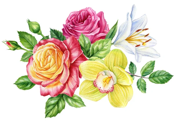 Aquarell Botanische Blume Blatt Flora Illustration Für Hochzeitseinladung Geburtstag Karte — Stockfoto