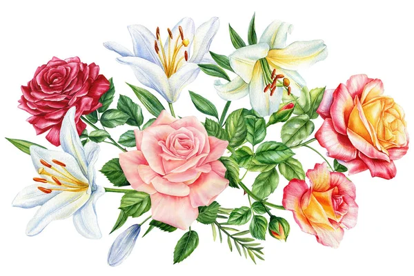 Набір Акварельних Квіткових Ілюстрацій Весільного Запрошення Дня Народження Карти Дизайну — стокове фото