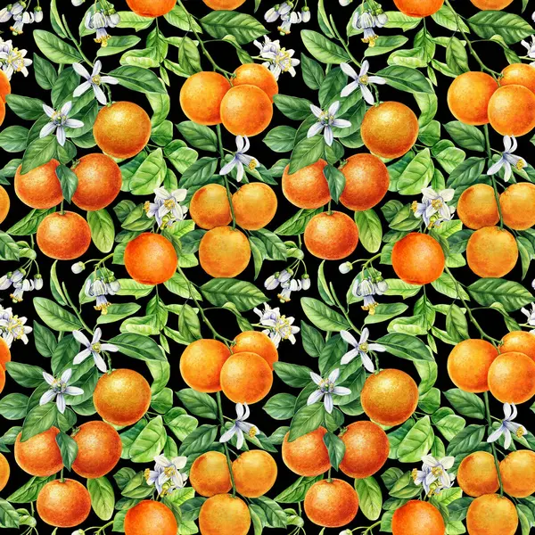 Seamless pattern orange fruits. Botanical watercolor citrus fruit. Artistic design for fashion , fabric, textile. High quality illustration
