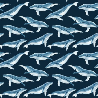 Modaya uygun deniz kabuğu mercanı, balık. Denizci çizimi, kusursuz desenli suluboya. Kumaş, tekstil, duvar kâğıdı, örtü, ambalaj için tasarım. Yüksek kaliteli illüstrasyon