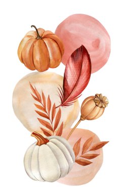 Eski suluboya resim sonbahar kompozisyonu soyut yaprak izole arka plan. Flora davetiye şablonunu düşür. Yüksek kaliteli illüstrasyon