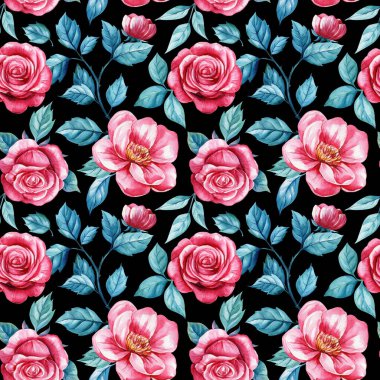 Çiçeksiz suluboya desenli. Kalitesiz, şık, klasik çiçeklerin renginde. Duvar kağıdı tasarımı. Karanlık arka plan. Yüksek kaliteli illüstrasyon