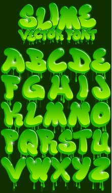 A Cool Graffiti Styled Letter Font Alphabet - Slime....Each letter is a separate object so simply drag letters to form your own words. ..This remarkable cool alphabet is the perfect font to use for clipart