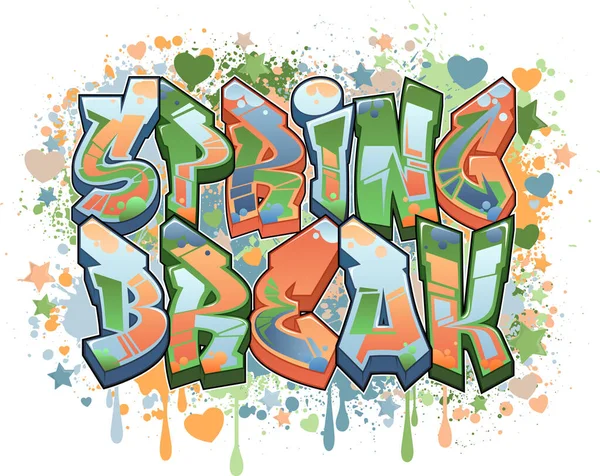 Graffiti Styled Design Spring Break Dit Graffiti Ontwerp Een Levendig — Stockvector