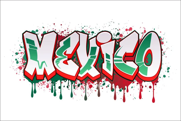 Graffiti Stili Vektör Logosu Tasarımı Meksika Hoşgeldiniz — Stok Vektör
