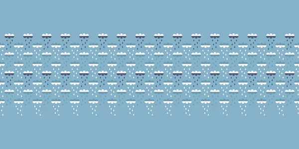 Синие Дети Бесшовные Векторные Узоры Граничащие Облаками Дождевыми Каплями Симпатичная — стоковый вектор