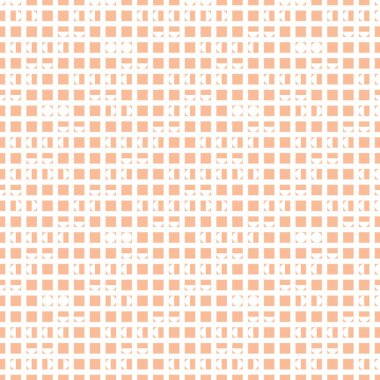 Modern playful checked pattern with white tiled circular shapes on Peach Fuzz. Truchet geometric seamless background for interiors, fashion and giftware. Pantone colour 2024. clipart