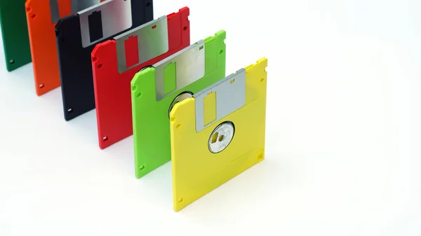 Floppy Disks White Background Multi Color Floppy Disks — Stock Photo, Image