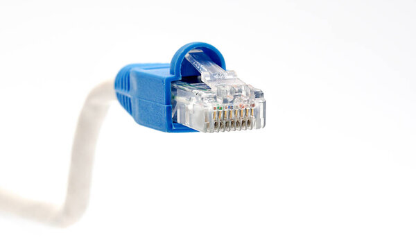 LAN network connection Ethernet RJ45, closeup shot
