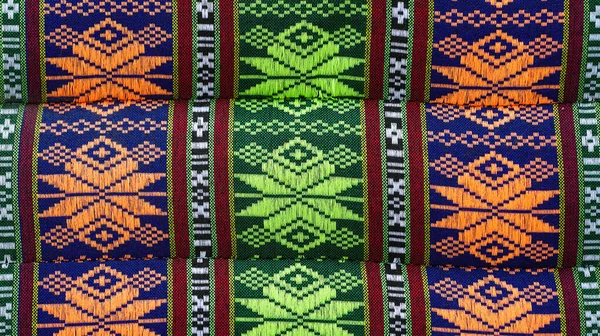 柔らかい焦点 タイのファブリックパターン タイの地元のテクスチャ刺繍パターンスタイル — ストック写真