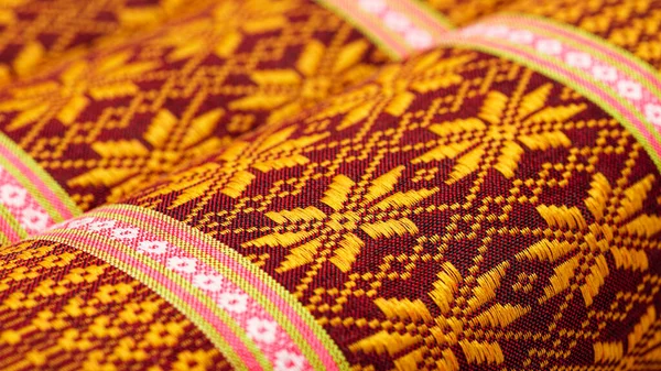 Soft Focus Thai Fabric Pattern Texture Embroider Pattern Style Local — Stock Photo, Image